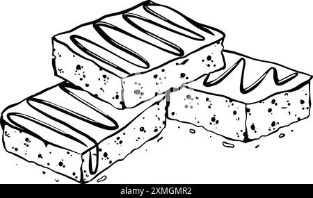 Brownies Food Illustration Lineart Stock Vector