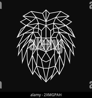 Lion head logo. Polygon pattern. Line art. Vector illustration Stock Vector