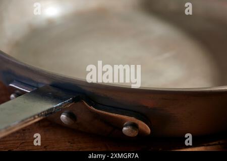An empty frying pan, sometimes called a skillet Stock Photo