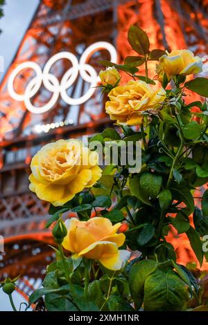 Paris, France. 24th July, 2024. Tour Eiffel during the Paris 2024 XXXIII Olympic Games at the Seine River in Paris (France), July 24, 2024. Credit: Insidefoto di andrea staccioli/Alamy Live News Stock Photo