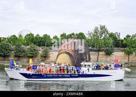 Paris, France. 26th July, 2024. Opening ceremony during the Paris 2024 XXXIII Olympic Games at the Seine River in Paris (France), July 26, 2024. Credit: Insidefoto di andrea staccioli/Alamy Live News Stock Photo