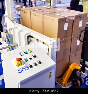 Control panel of industrial stationary pallet changers Stock Photo