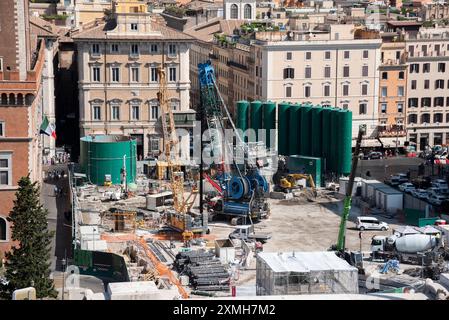 Rome, Italy. In the Photo Metro C construction site in Piazza Venezia. EDITORIAL USAGE ONLY! NOT FOR COMMERCIAL USAGE! Stock Photo