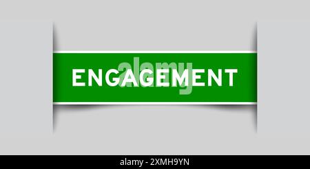 Green color square label sticker with word engagement that inserted in gray background Stock Vector