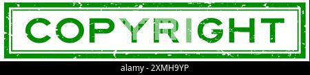 Grunge green copyright word square rubber stamp in white background Stock Vector