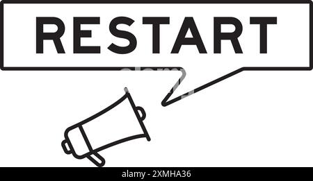 Megaphone icon with speech bubble in word restart on white background Stock Vector