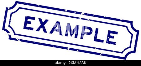 Grunge blue example word square rubber stamp on white background Stock Vector