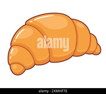 French croissant cartoon drawing, traditional puff pastry. Vector illustration. Stock Vector