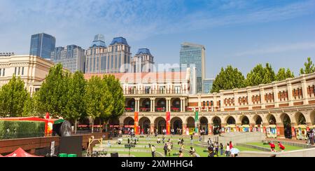 Panorama of the interior of the historic Minyuan Staium in Tianjin, China Stock Photo