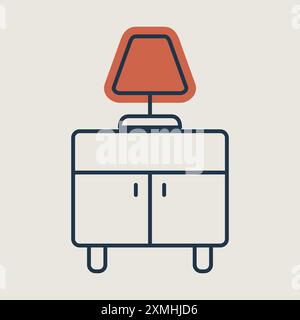 Bedside table with lamp vector icon. Graph symbol for furniture, web site and apps design, logo, app, UI Stock Vector