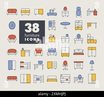 Simple set of Furniture vector icon. Graph symbol for furniture, web site and apps design, logo, app, UI Stock Vector
