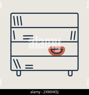 Office cabinet with folders and shelves for document storage organizing vector icon. Graph symbol for furniture, web site and apps design, logo, app, Stock Vector