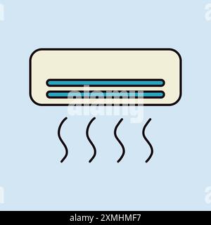 Split-system air conditioner flat vector isolated icon. Graph symbol for household electric web site and apps design, logo, app, UI Stock Vector