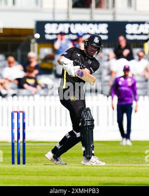 Bristol, UK, 28 July 2024. Gloucestershire's Ben Charlesworth during the Metro Bank One-Day Cup match between Gloucestershire and Essex. Credit: Robbie Stephenson/Gloucestershire Cricket/Alamy Live News Stock Photo