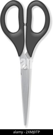 Realistic scissors with black handles Stock Vector