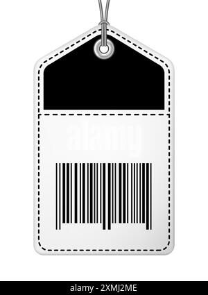 Sale tag with barcode on a string vector illustration Stock Vector