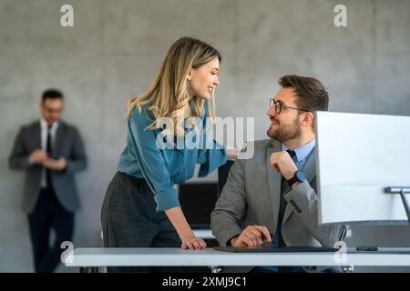 Group of diverse multiethnic business people and software developers working as a team in office Stock Photo