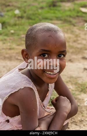 KATUNGURU, UGANDA - MARCH 16, 2020: Local girl in Katunguru village, Uganda Stock Photo