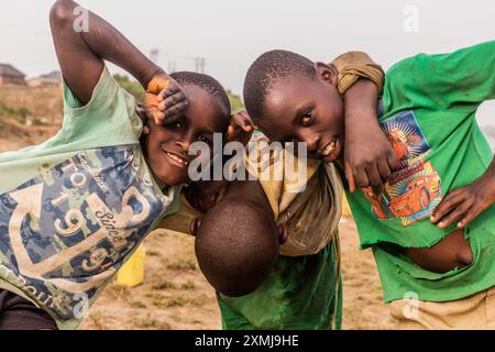 KATUNGURU, UGANDA - MARCH 16, 2020: Local children in Katunguru village, Uganda Stock Photo