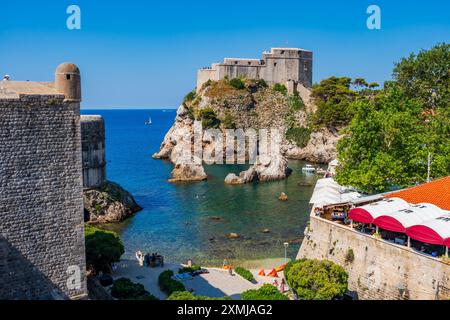 DUBROVNIK, CROATIA - JUNE 29, 2024: View of the West Harbour, a small natural harbour in the old town. Stock Photo