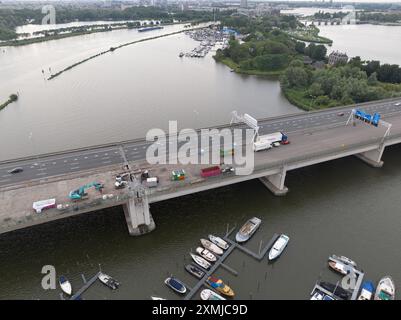 Amsterdam, North Holland, The Netherlands, July 26th, 2024: Road works on the A10 highway in Amsterdam, causing lots of traffic jams. Stock Photo