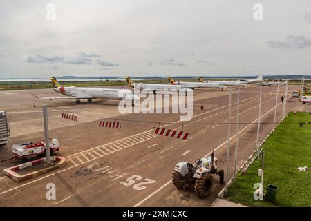 ENTEBBE UGANDA APRIL 3 2020 Uganda Airlines Airplanes At The entebbe-uganda-april-3-2020-uganda-airlines-airplanes-at-the