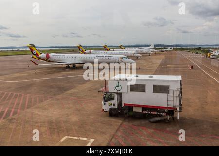 ENTEBBE UGANDA APRIL 3 2020 Uganda Airlines Airplanes At The entebbe-uganda-april-3-2020-uganda-airlines-airplanes-at-the