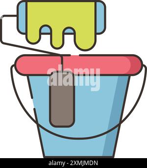 Paint Bucket and Brush Icon Stock Vector