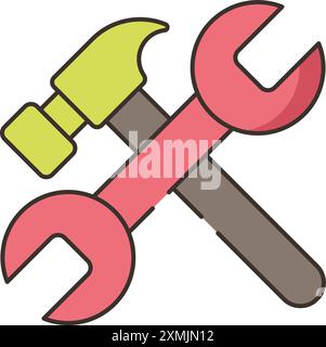 Wrench and Hammer Icon Stock Vector