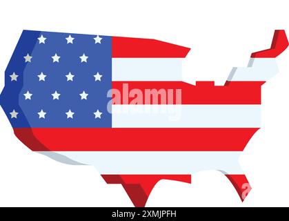 4th July America Map Stock Vector