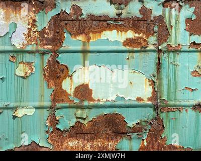 Background texture of scratched rusted steel with peeling paint Stock Photo