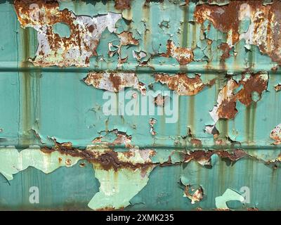 Background texture of scratched rusted steel with peeling paint Stock Photo
