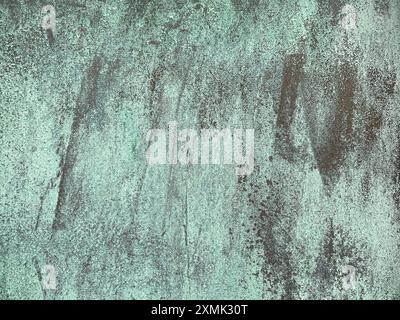 Oxidized rusty metal with blue and green copper patina Stock Photo
