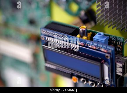 Close up detail of a computer circuit board Stock Photo
