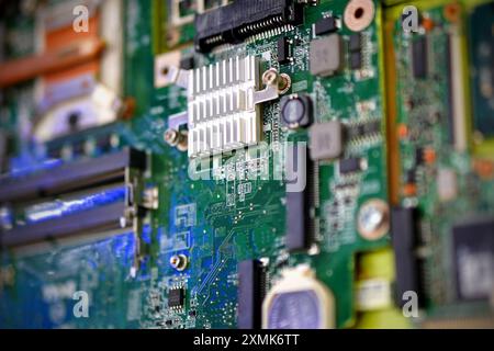 Close up detail of a computer circuit board Stock Photo
