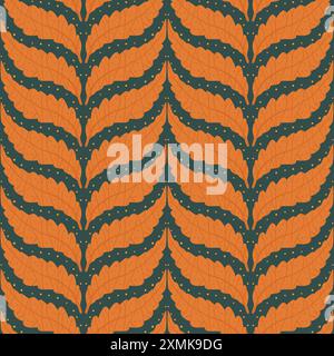 Autumn leaves braided seamless pattern. Fall woodland forest repeat background. Vector hand drawn illustration. Stock Vector