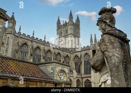 bath north east Somerset uk 04 04 2015 Roman Baths and Abbey in Bath Spa city, England Stock Photo