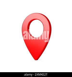 Red map pointer. Isolated. Location pin. Map marker. 3d illustration. Stock Photo