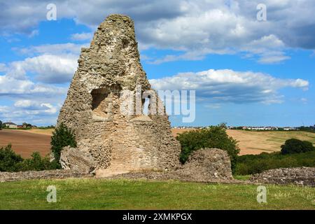 Remains of one of the towers of Hadleigh Castle, Essex, UK, in summertime, looking north east towards Leigh-On-Sea Stock Photo