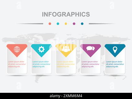 Infographic template design with rounded rectangle and ribbon, stock vector Stock Vector