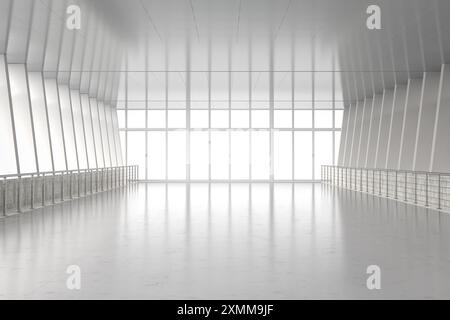 3d rendering empty airport walkway interior with window glasses Stock Photo