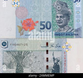 Large fragment of Malaysian fifty ringgit note Stock Photo