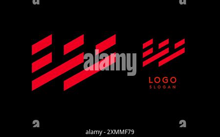 Abstract red geometric letter W with parallel lines. Stripes modern logotype concept, futuristic design for an innovative company, minimalist sporty Stock Vector