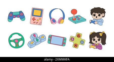 Hello everyone, let's beautify your designs by adding our collection of Gaming Doodle Set elements Stock Vector