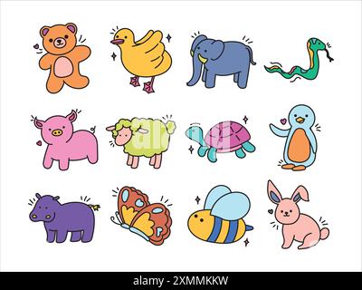 Hello everyone, let's beautify your designs by adding our collection of Animal Doodle Set elements Stock Vector