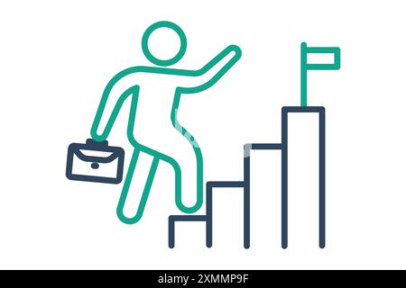 Career icon. people climbing stairs. icon related to develop. line icon style. business elements vector illustration Stock Vector