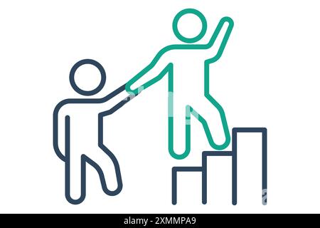 Leadership icon. people with stairs. icon related to empower . line icon style. business elements vector illustration Stock Vector
