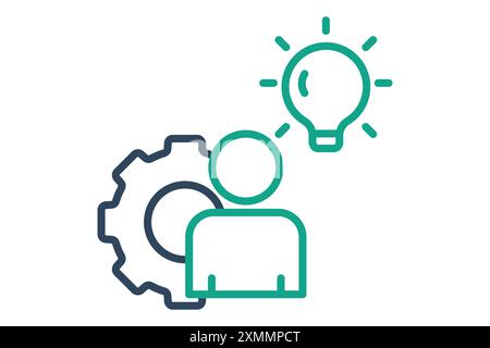 Founder icon. people with gear and light bulb. icon related to lead . line icon style. business elements vector illustration Stock Vector