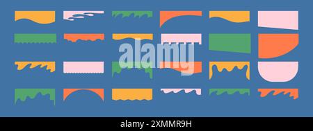 Separator header set with drops, waves, organic and geometric shapes. Isolated vector template for website, app, poster, banner Stock Vector