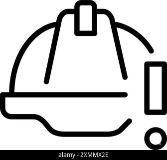 Hard hat and exclamation mark. Construction work safety, emergency warning. Pixel perfect vector icon Stock Vector
